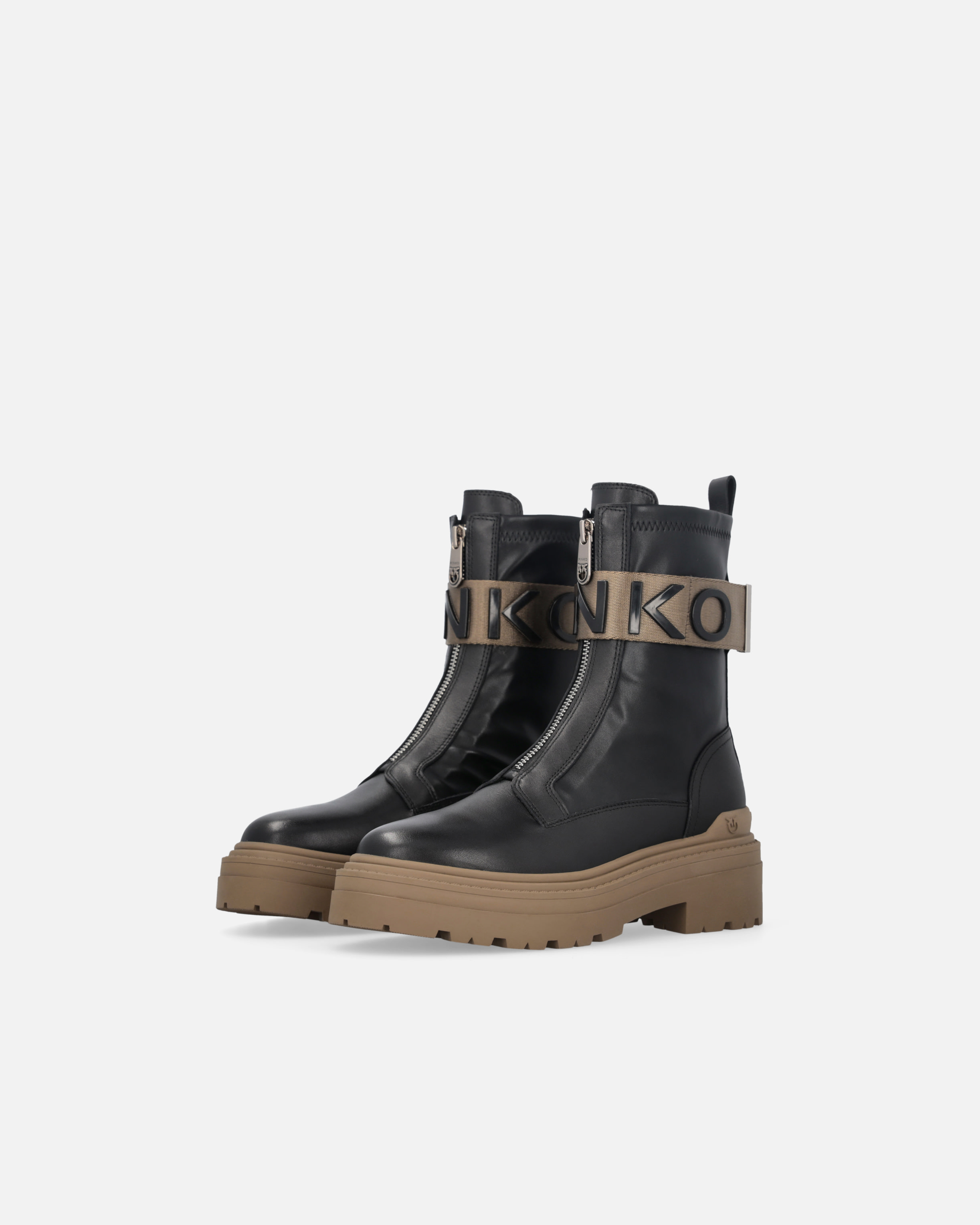 Platform boots with PINKO lettering logo